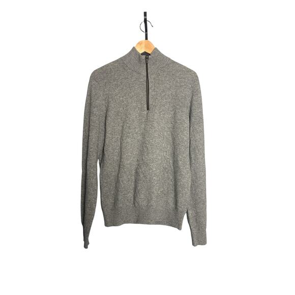 Amicale Men’s Cashmere Quarter-Zip Pullover Gray Size - Picture 1 of 4